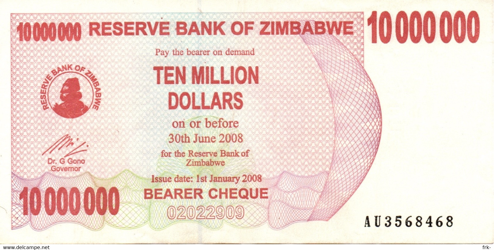 ZIMBABWE 10000000 DOLLARS CIRCULATED - Macau