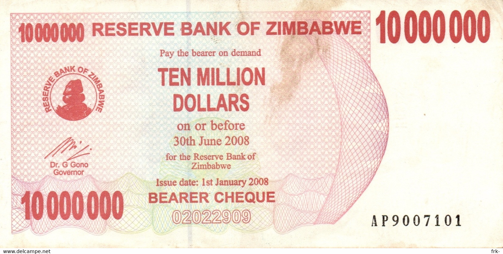 ZIMBABWE 10000000 DOLLARS CIRCULATED - Macao