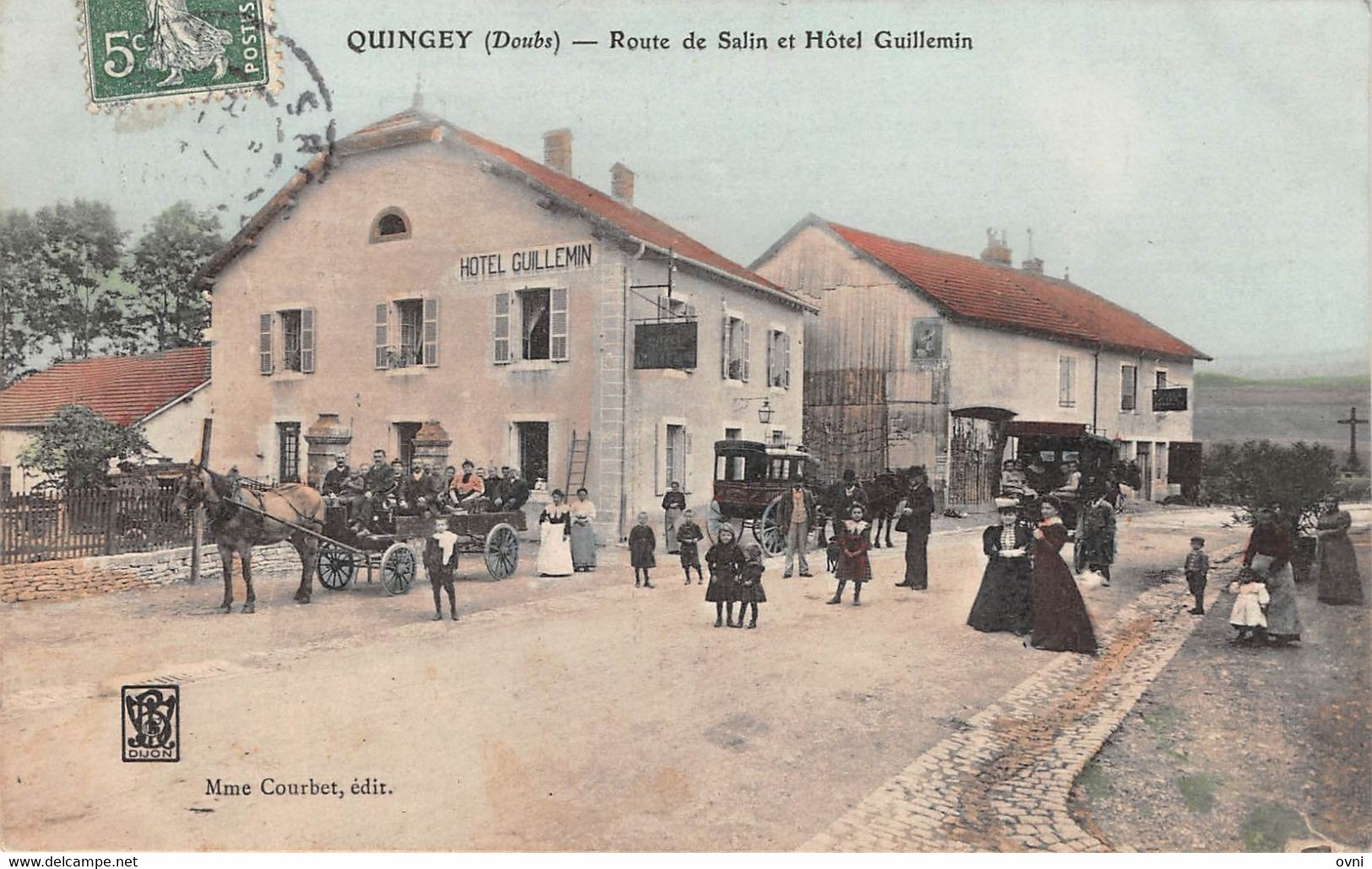 25-  CPA  QUINGEY  Route De Salin Et Hotel Guillemin - Sonstige & Ohne Zuordnung