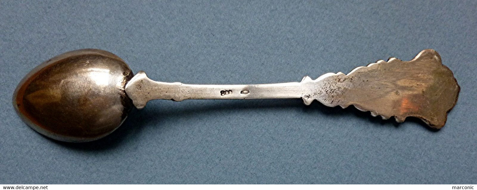 SICILIA - Ancienne Petite Cuillère Souvenir Emaillée, Armoiries Et Attelage, Argent 800 - Löffel