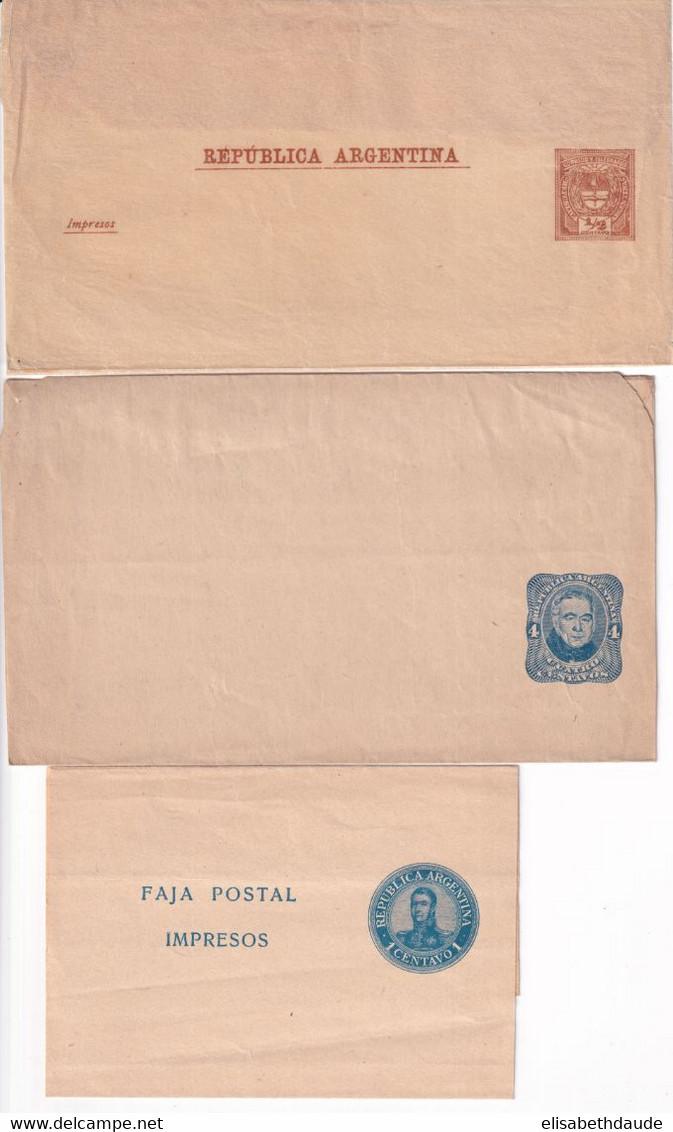 ARGENTINE - ENTIER POSTAL AVANT 1900 - 3 BANDES COMPLETES NEUVES - Postal Stationery