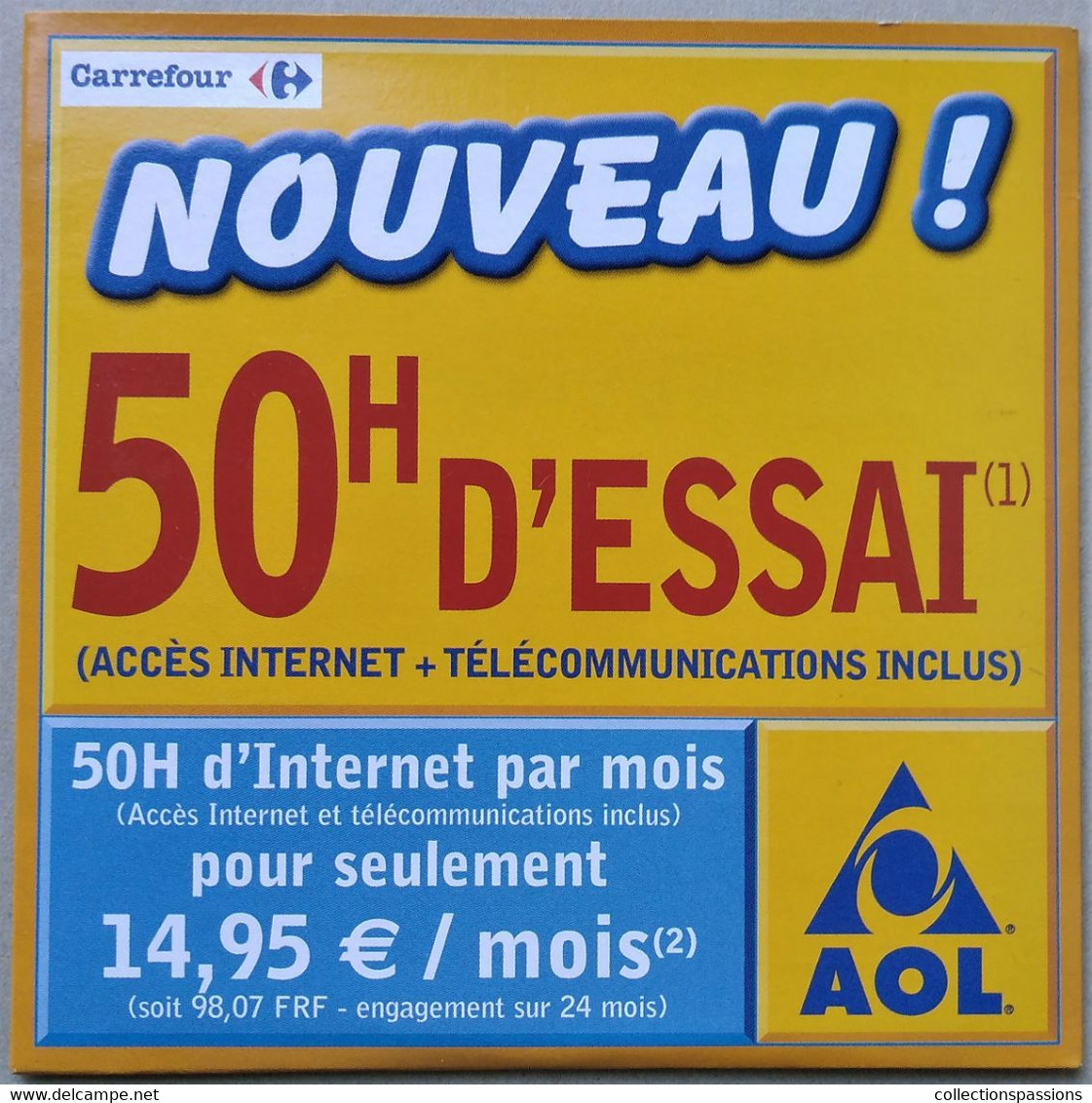 - Pochette CD ROM De Connexion Internet - AOL - Carrefour - - Internetaansluiting