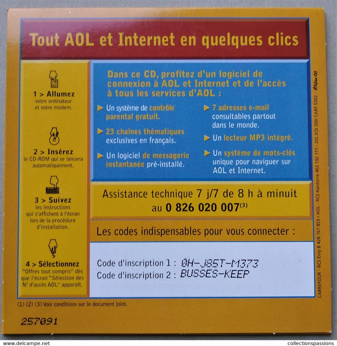 - Pochette CD ROM De Connexion Internet - AOL - Carrefour - - Connection Kits