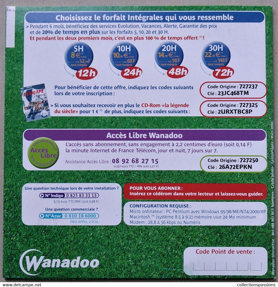 - Pochette CD ROM De Connexion Internet - WANADOO - - Kit De Conección A Internet