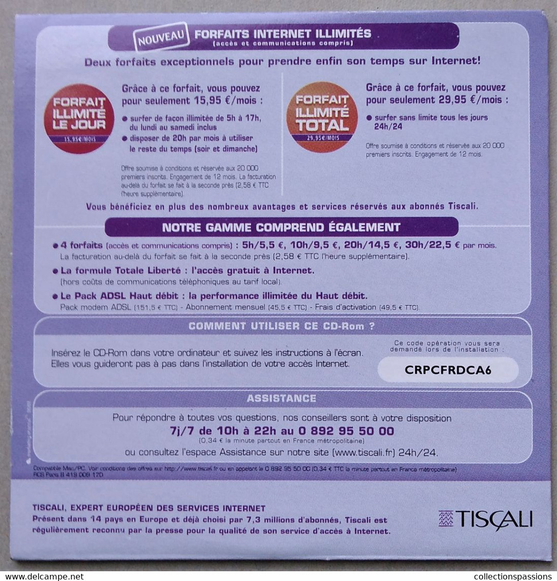 - Pochette CD ROM De Connexion Internet - TISCALI - - Internetaansluiting