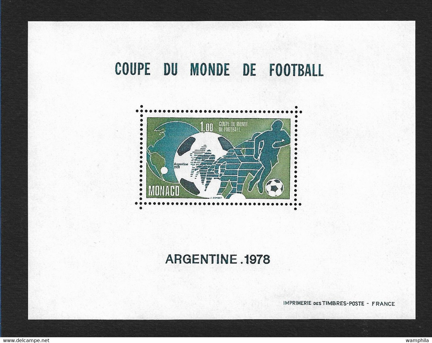 Monaco Bloc Spécial Gommé N°10** Du Timbre N°1138, Coupe Du Monde Football 1978 En Argentine. Cote 550€ - 1978 – Argentine