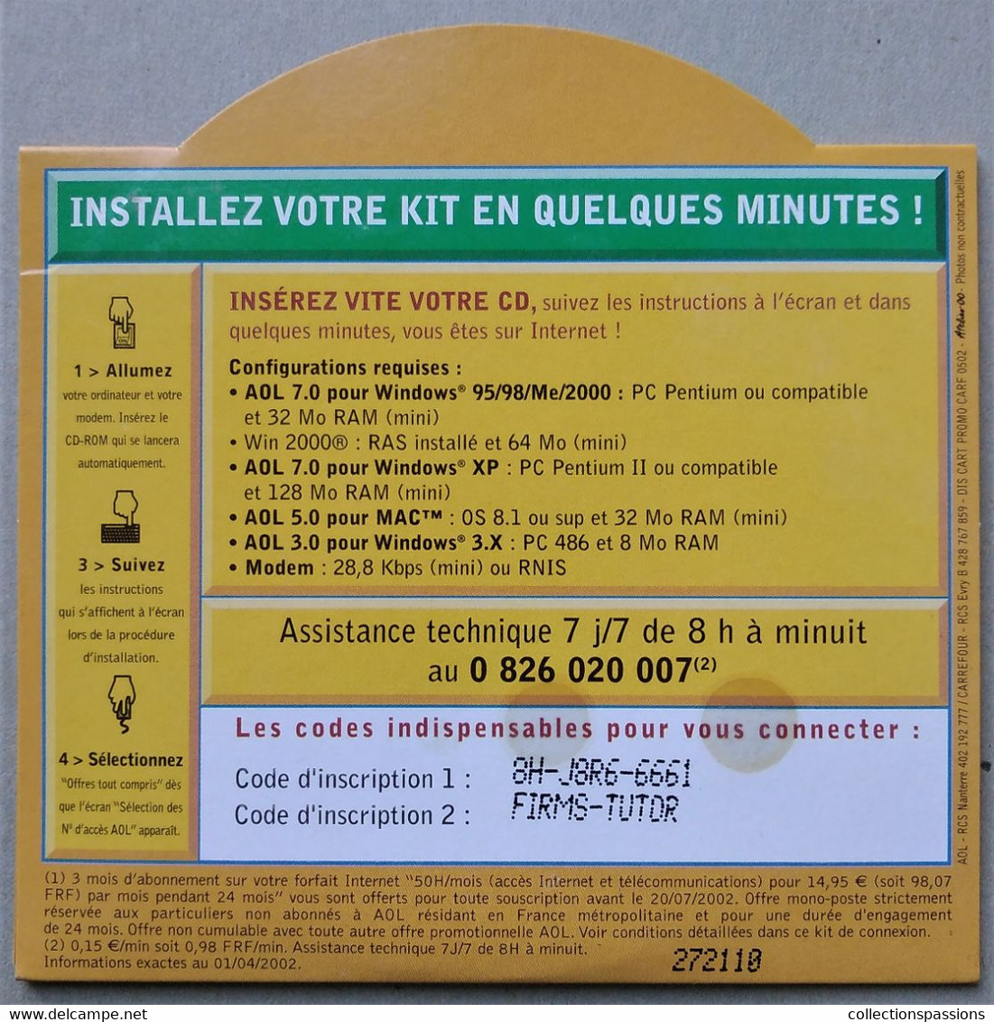 - Pochette CD ROM De Connexion Internet - AOL - Coupe Du Monde - Carrefour - - Kit De Conección A Internet