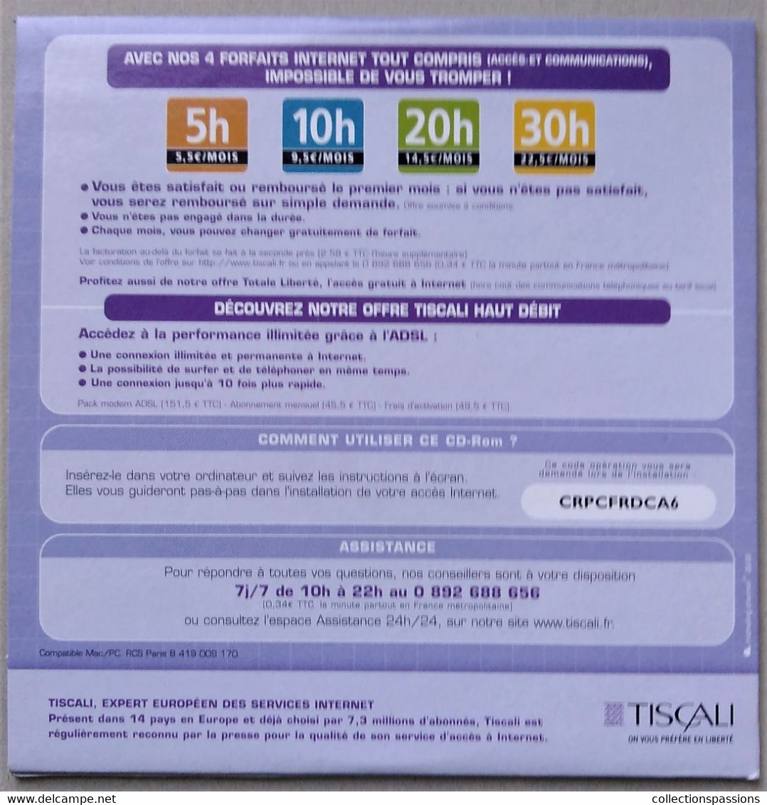 - Pochette CD ROM De Connexion Internet - TISCALI - - Kit De Conección A Internet