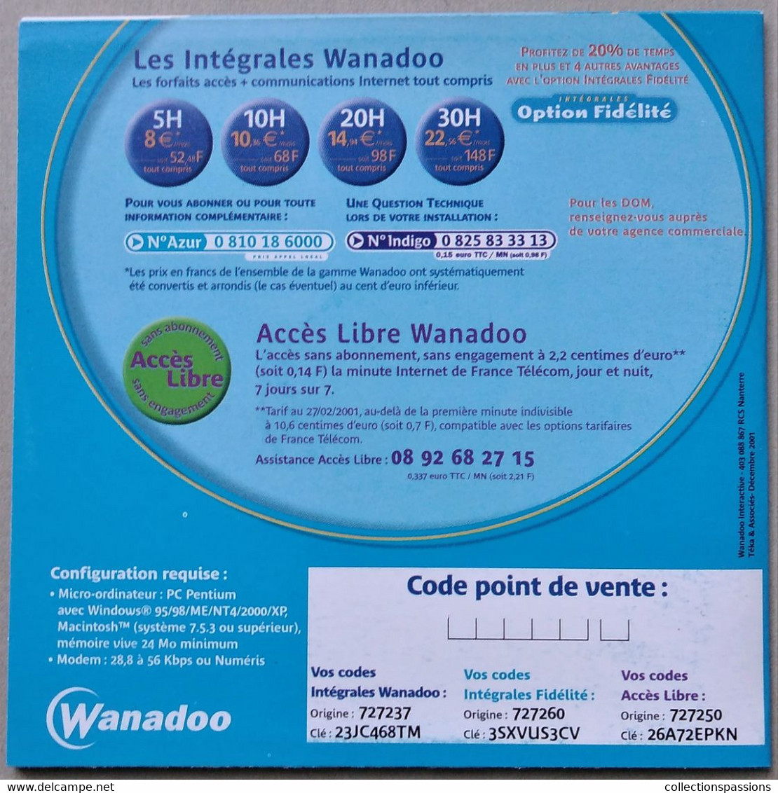 - Pochette CD ROM De Connexion Internet - WANADOO - - Internetanschluss-Sets