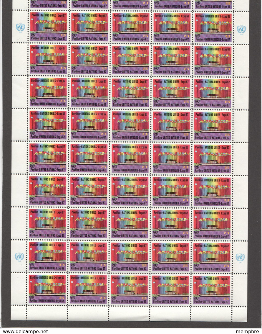 1967  Exposition Internationale De Montréal  8¢  Feuille Complète Scott 172, Michel  182  ** - Unused Stamps