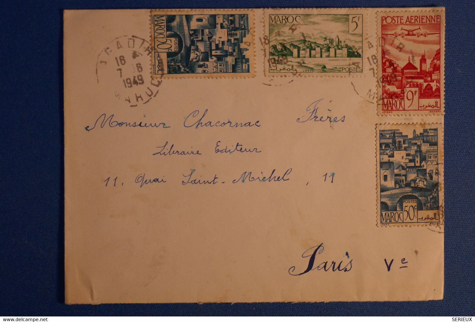 M1 MAROC BELLE LETTRE 1949 AGADIR POUR PARIS 5E FRANCE+ AFFRANCHISSEMENT INTERESSANT - Lettres & Documents