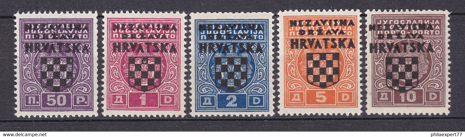 Kroatien - Deutsche Besetzung - Portomarken - 1941 - Michel Nr. 1/5 - Postfrisch - 50 Euro - Bezetting 1938-45