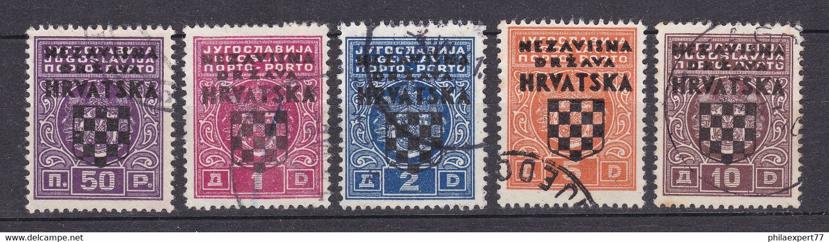 Kroatien - Deutsche Besetzung - Portomarken - 1941 - Michel Nr. 1/5 - Gestempelt - 42 Euro - Occupation 1938-45