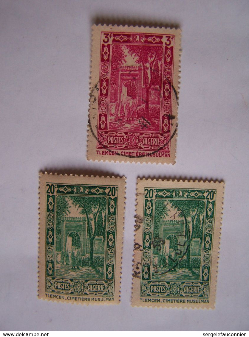 FRANCE ALGERIE FRANCAISE 1936 3 X  TLEMCEN-CIMETIERE MUSULMAN 2 OBLITERES , 1 NEUF - Altri & Non Classificati