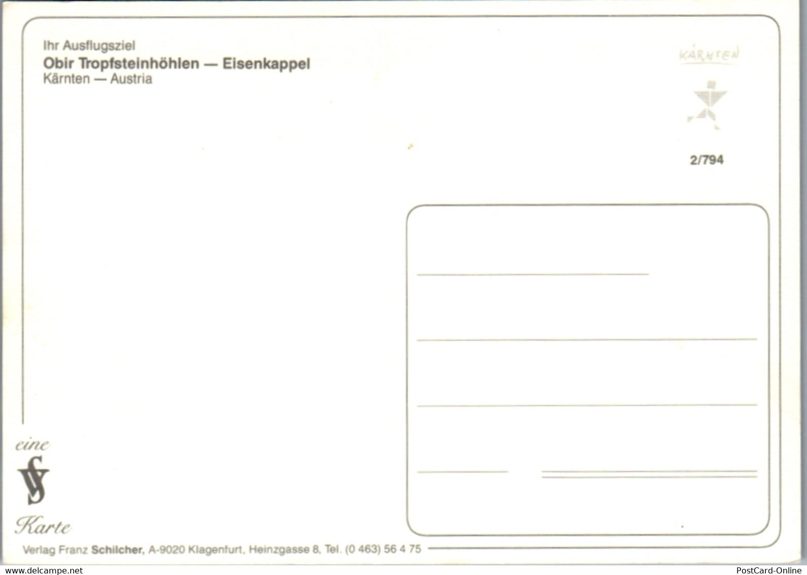 7465 - Kärnten - Eisenkappel , Obir Tropfsteinhöhlen - Nicht Gelaufen - Völkermarkt