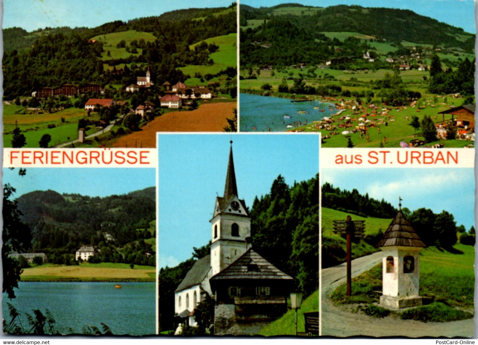 7518 - Kärnten - St. Urban Am Urbansee , Strandbad , Schloß Bach. Gotische Kirche , Bildstock Simonhöhe - Gelaufen 1985 - Feldkirchen In Kärnten