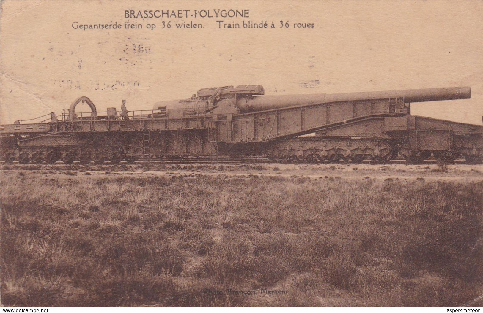 BRASSCHAET FOLYGONE. GEPANTSERDE TREIN OP 36 WIELEN. CARTE POSTALE. CIRCULEE CIRCA 1915's.- LILHU - Weltkrieg 1914-18