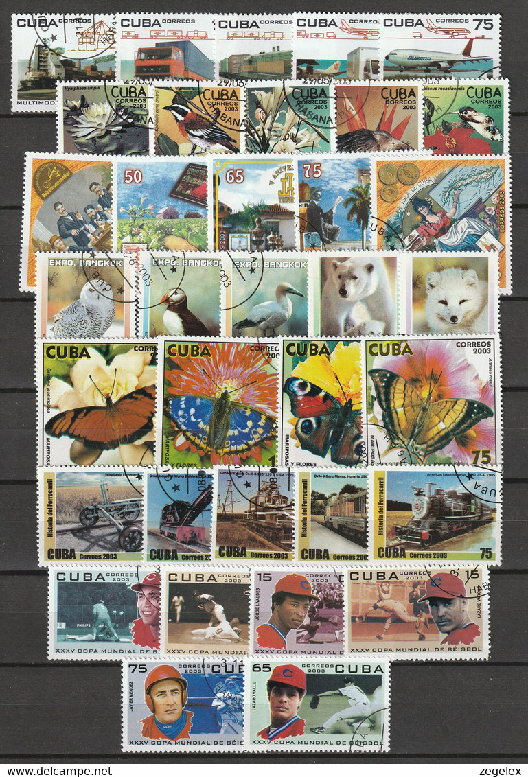 Cuba 2003/KUBA 2003 Used, Complete Year - Canceled, Gestempeld, Obliteré - Komplette Jahrgänge