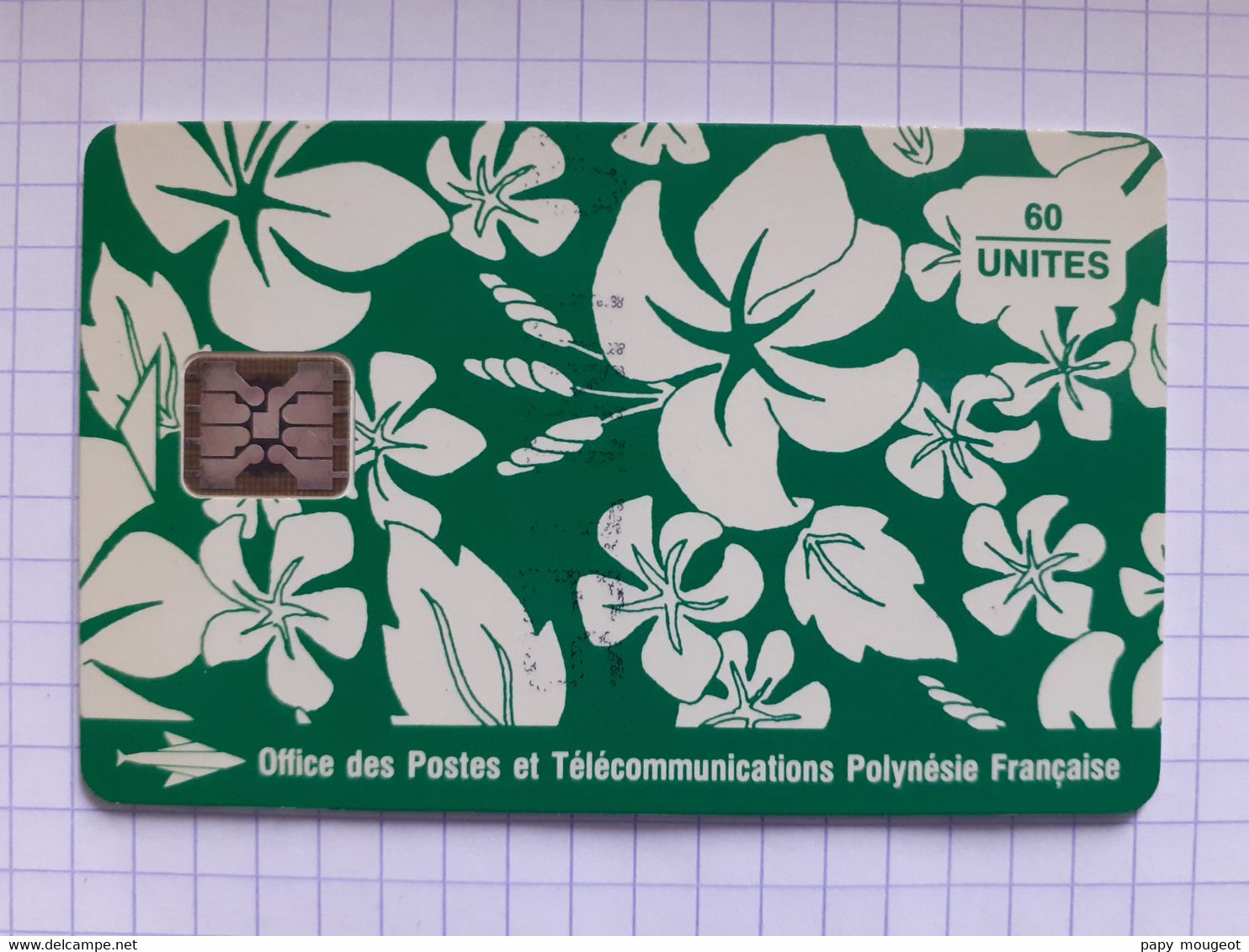 PF18b 60U 1993 SC5 - Motif Paréo (brillante) Vert N° C41043826 Imprimé Rouge - Polynésie Française