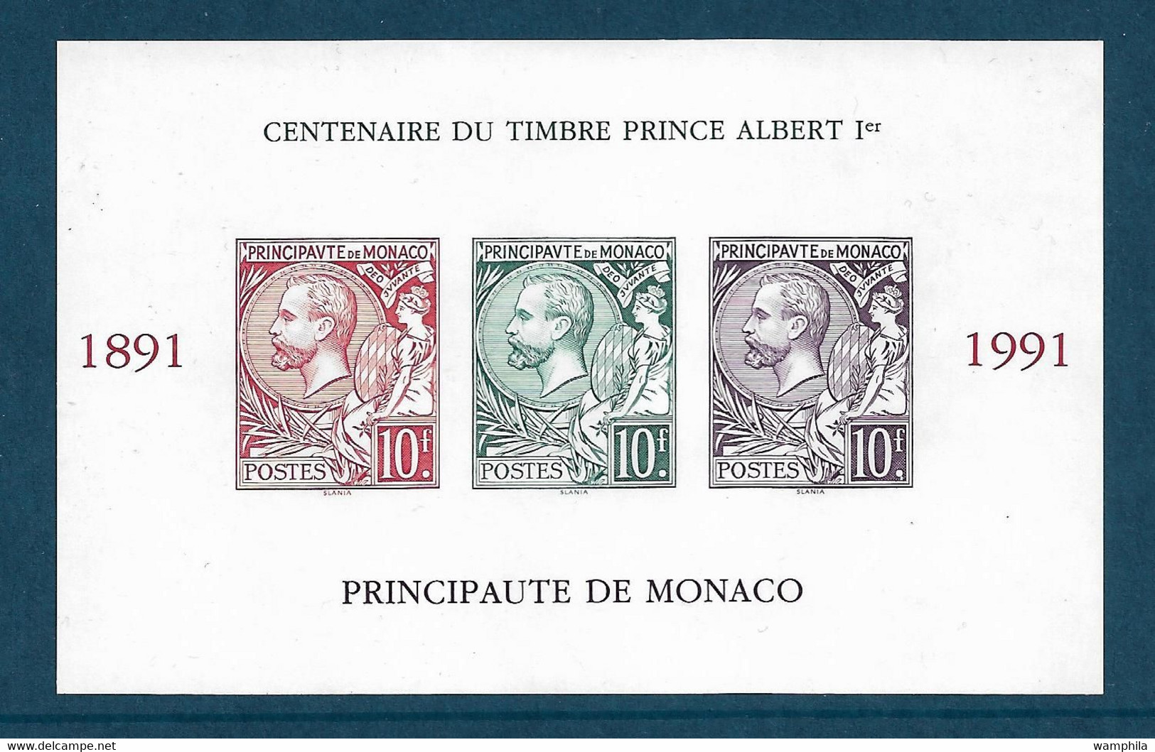 Monaco Bloc Gommé N°53a** Des Timbres N°1783/84/85 Prince Albert 1°. Cote 205€ - Varietà