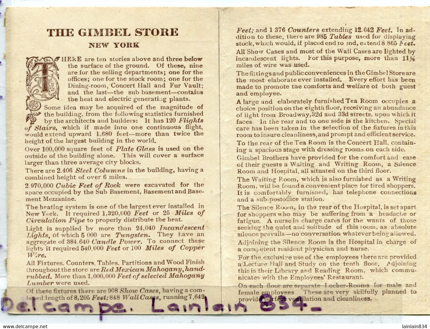 - GIMBEL - New York, Brothers Building, Double Carte Avec Texte à L'intérieur, 1911, Rare, écrite, Scans. - Otros Monumentos Y Edificios