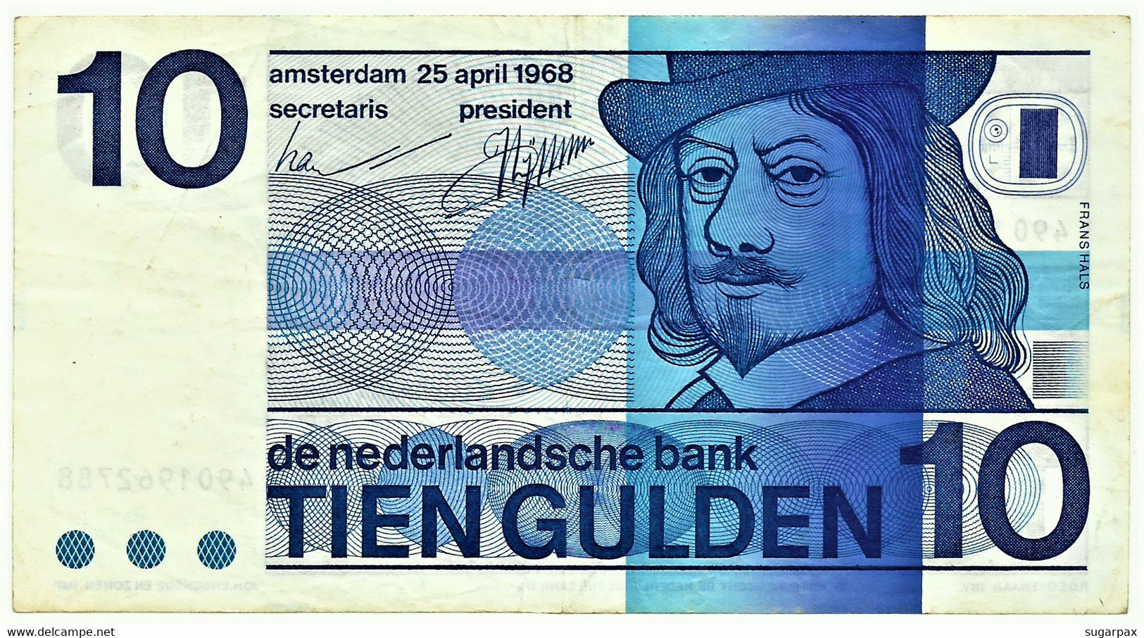 NETHERLANDS - 10 GULDEN - 25.04.1968 - Pick 91.b - FRANS HALS - 10 Florín Holandés (gulden)