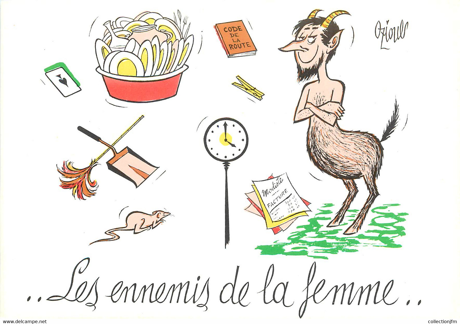 CPSM  ILLUSTRATEUR  OZIOULS "Les Ennemis De La Femme" - Oziouls