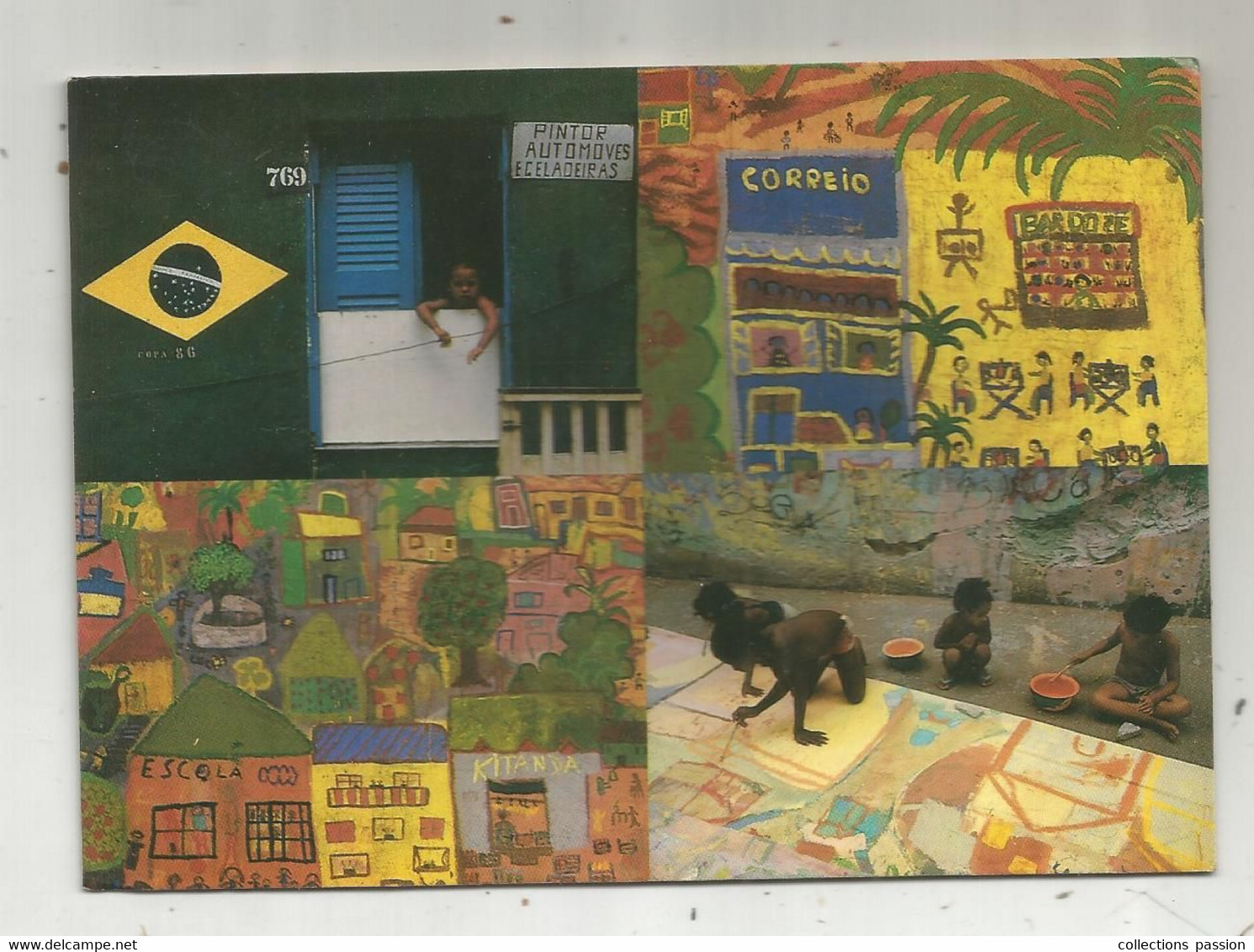 JC , G , Cp,  BRESIL ,pintura De 10 X 4 M Realizada Pelos APPRENTIS DE L'EPERANCE Com 150 Crianças Da Favela DO VIDIGAL - Rio De Janeiro