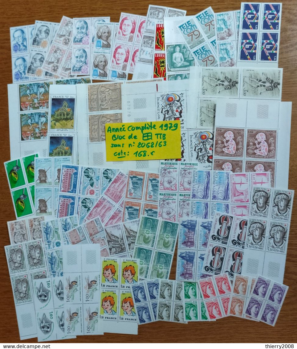 Année Complète 1979 Du N° 2028 Au 2072 Sans Les Timbres De Roulette  Neuf ** En Bloc De 4  TTB - 1970-1979