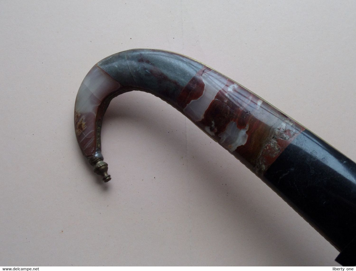 Couteau / Dague ( en Pierre D'Onyx, Cornaline & Agate - 37 cm./ Acier Laiton ) Voir / See SCANS - +/- 1950 Dagger !