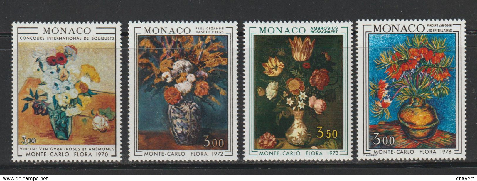 Monaco - Lot De 4 Timbres "Bouquets De Fleurs" Neufs** (cote 28.40 Euros) - Collections, Lots & Séries