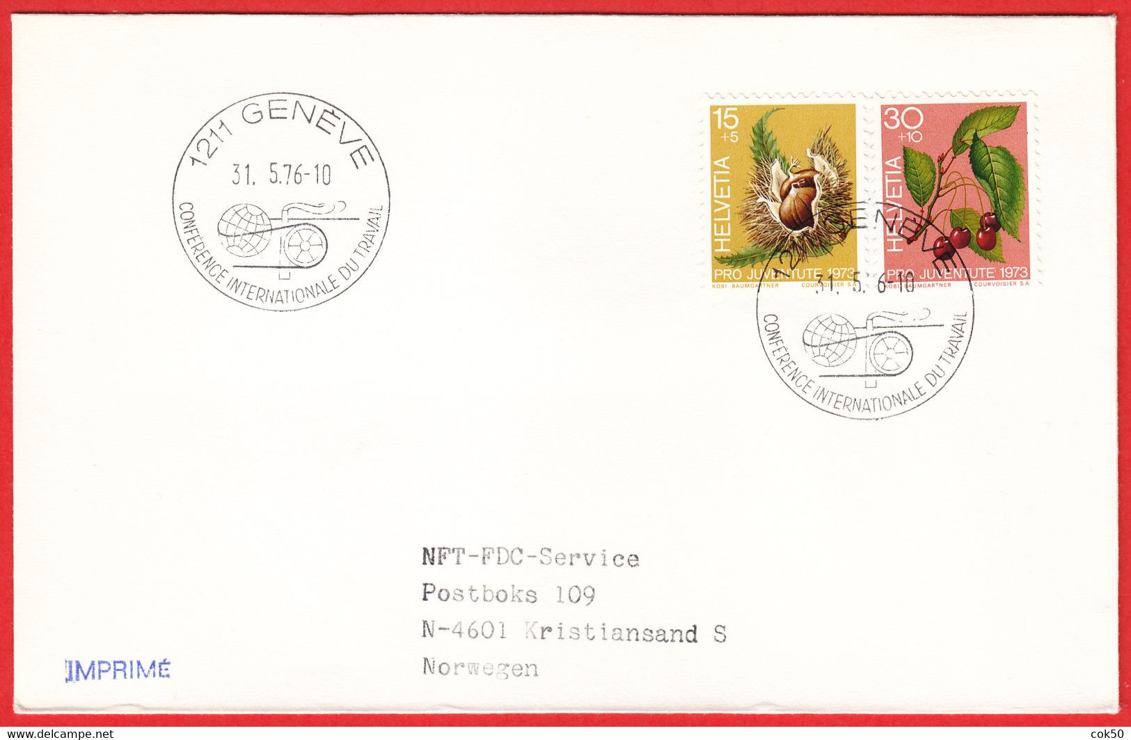 SWITZERLAND - Geneva 1976 "Int. Labour Organization Conference" On Letter To Norway - IAO