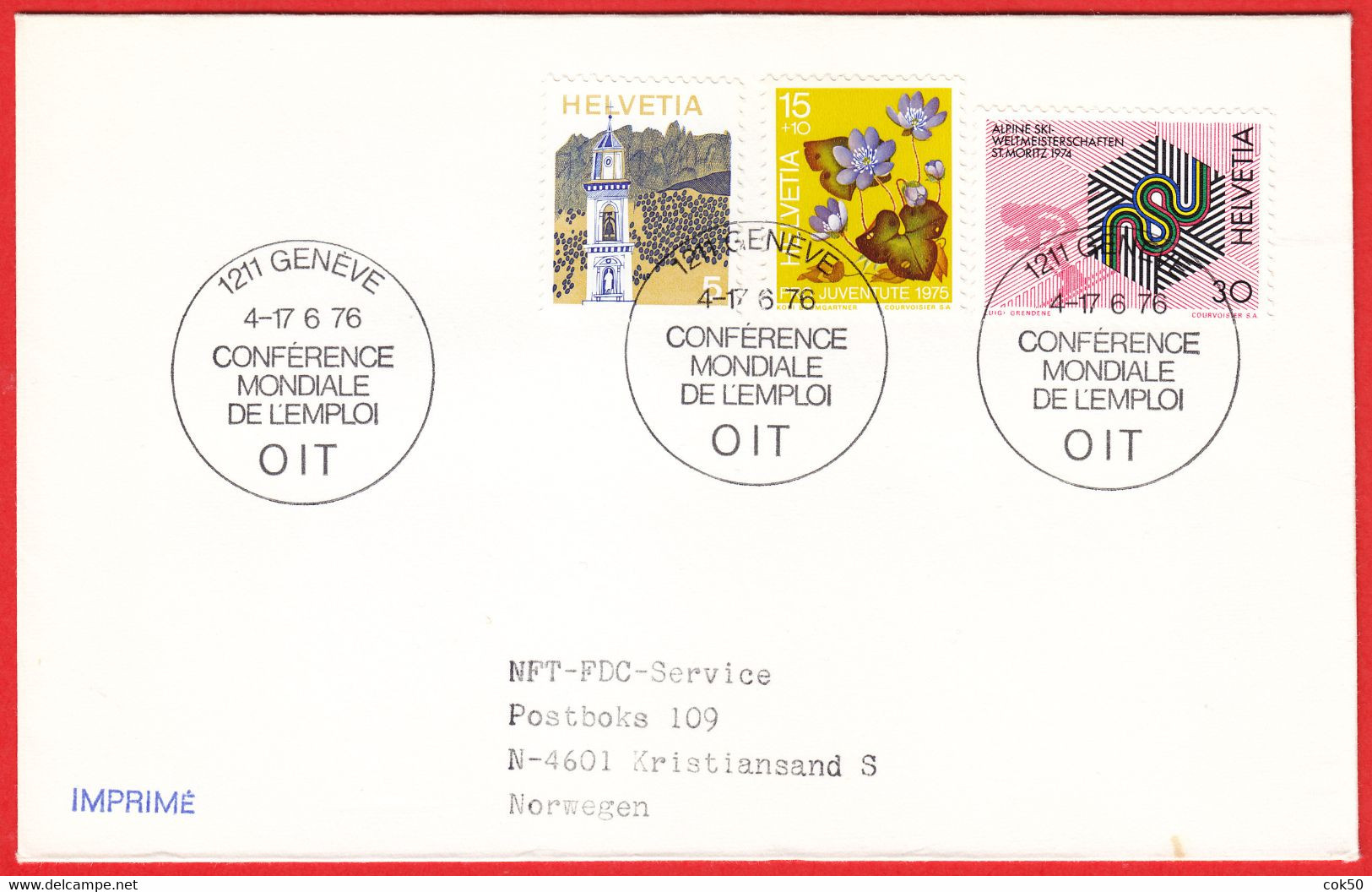 SWITZERLAND - Geneva 1976 "OIT - World Employment Conference" On Letter To Norway - OIT