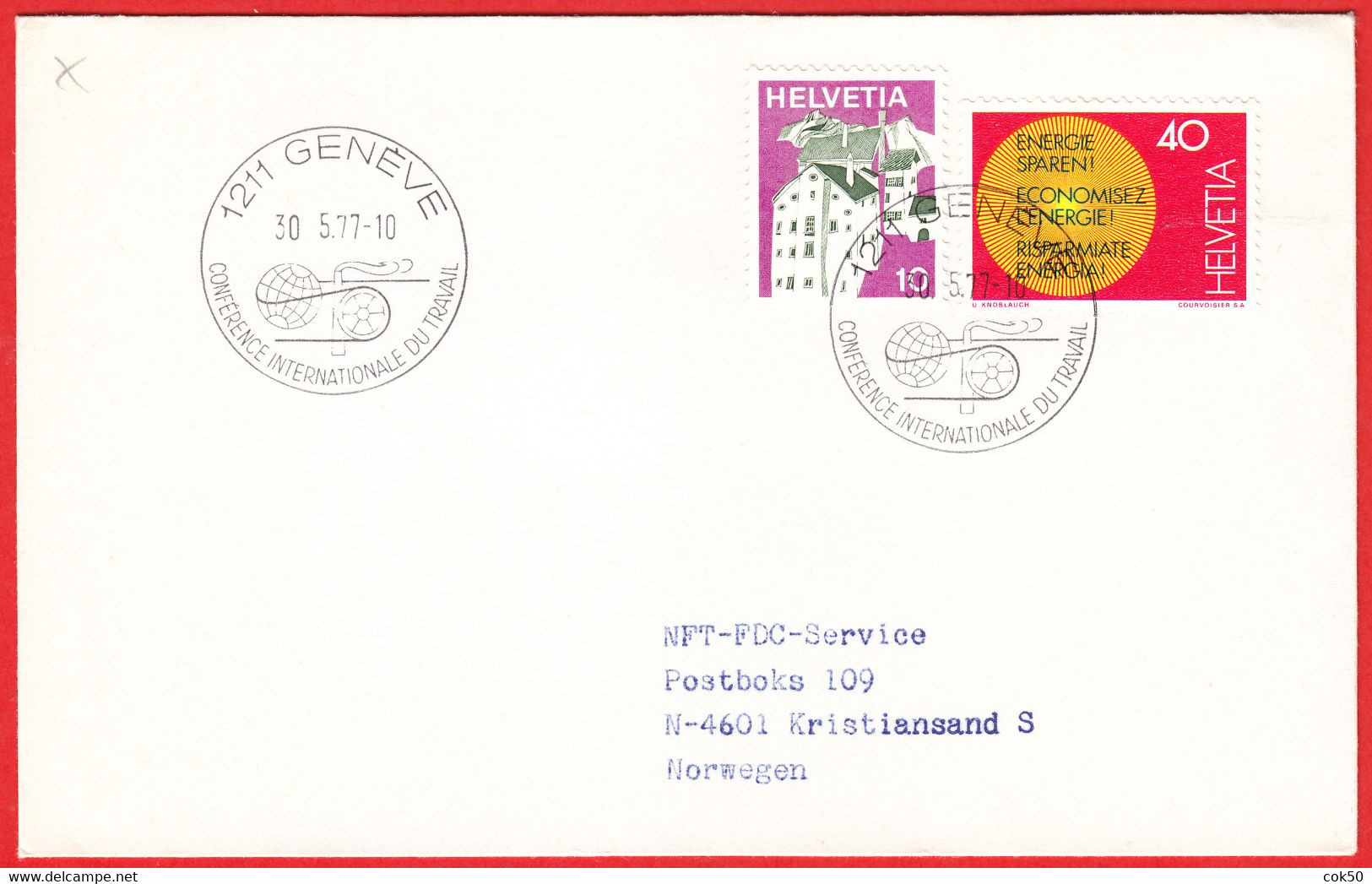 SWITZERLAND - Geneva 1977 "ILO (Labour Org.) International Conference" On Letter To Norway - OIT