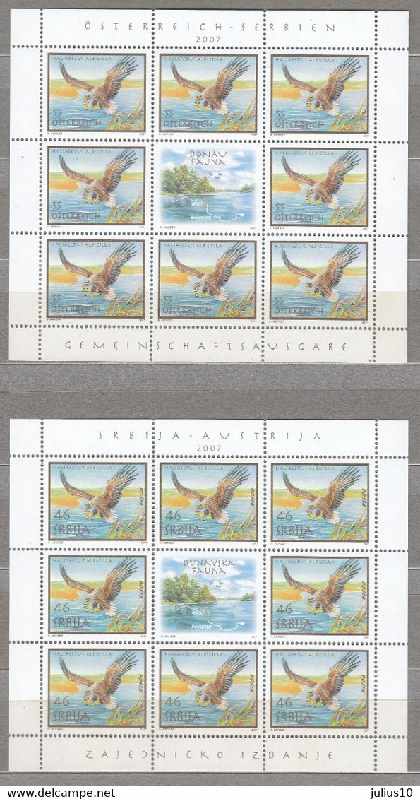 BIRDS OSTERREICH - SERBIA Eagle Sheet Joint Issue 2007 MNH (**) #22229 - Sonstige & Ohne Zuordnung