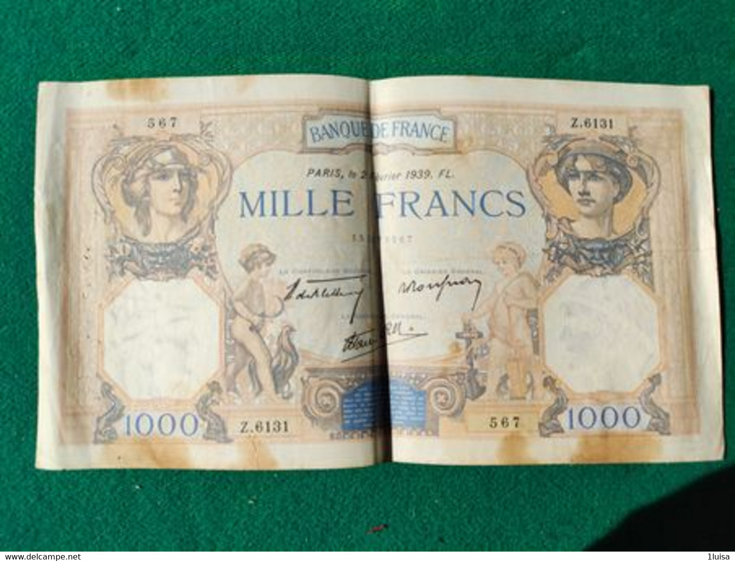 Francia 1000 Francs 1939 - 1 000 F 1927-1940 ''Cérès E Mercure''