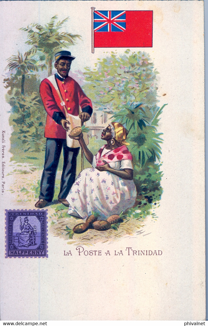 TRINIDAD , T.P. NO CIRCULADA , LA POSTE A LA TRINIDAD , CORREO , BANDERAS , FLAGS , MAIL , SELLOS , STAMPS - Trinidad