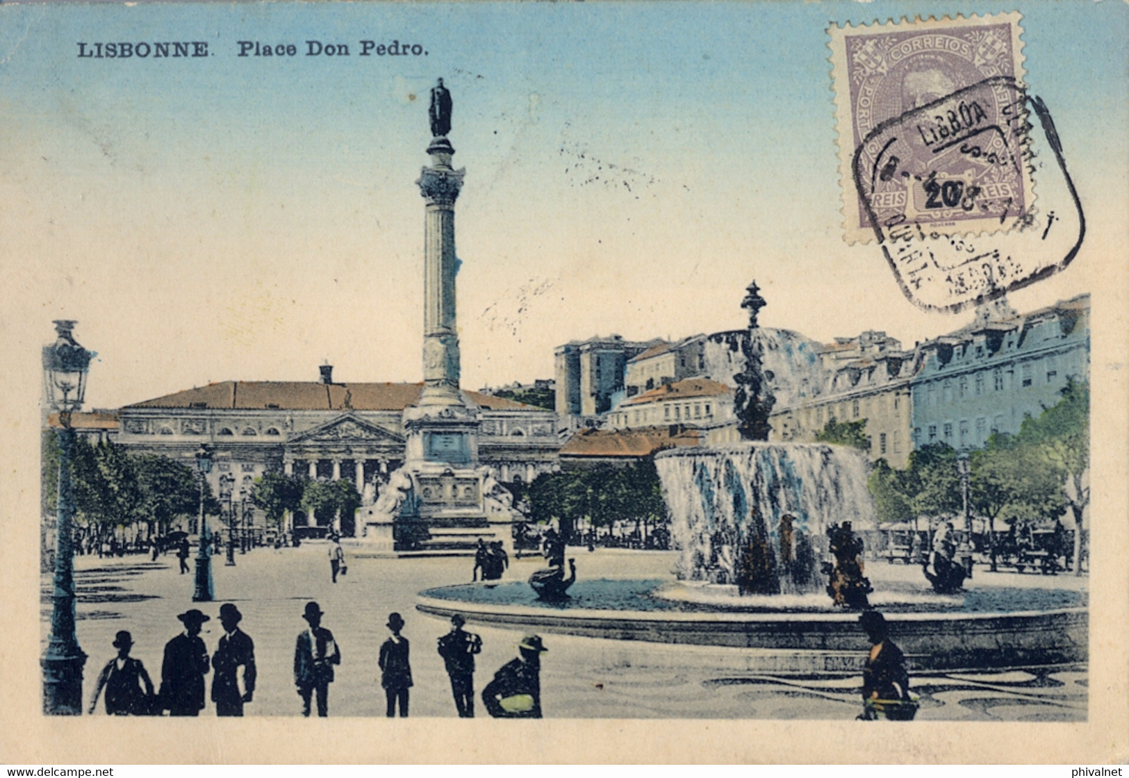 1908 PORTUGAL , TARJETA POSTAL CIRCULADA , LISBOA - PLAZA DE DON PEDRO - Storia Postale