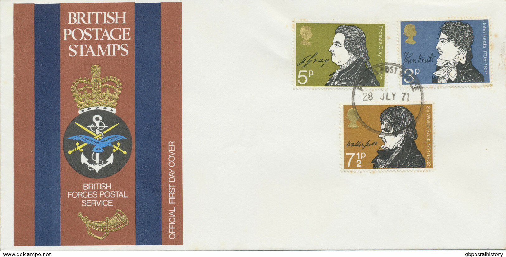 GB 1971 Literary Anniversaries On British Forces Postal Service FDC FPO 9 - 1971-1980 Dezimalausgaben