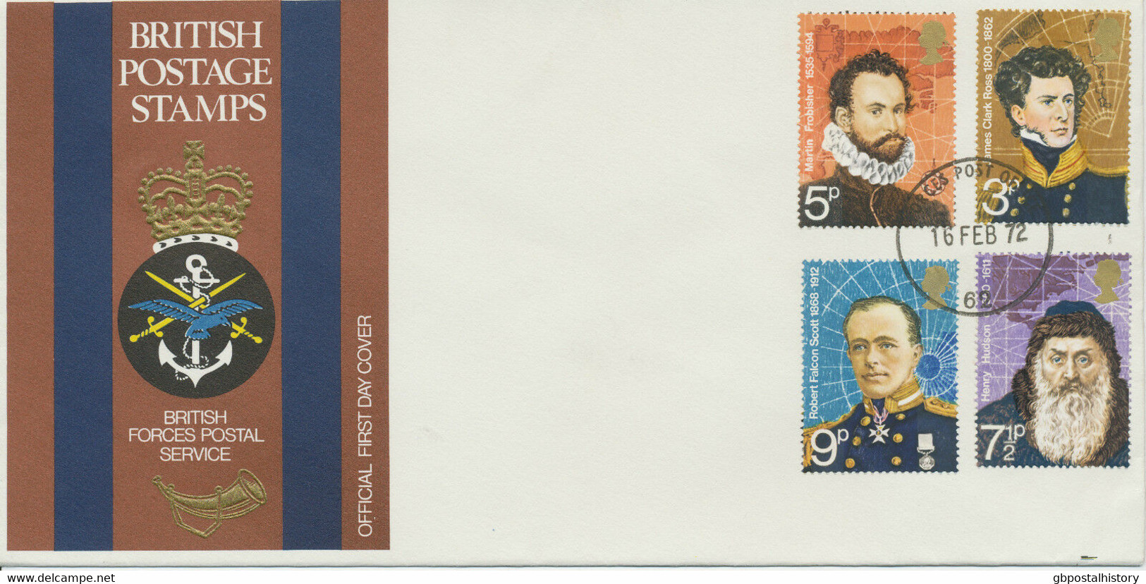 GB 1972 British Polar Explorers - British Forces FDC "FORCES POST OFFICE 62" - 1971-1980 Em. Décimales