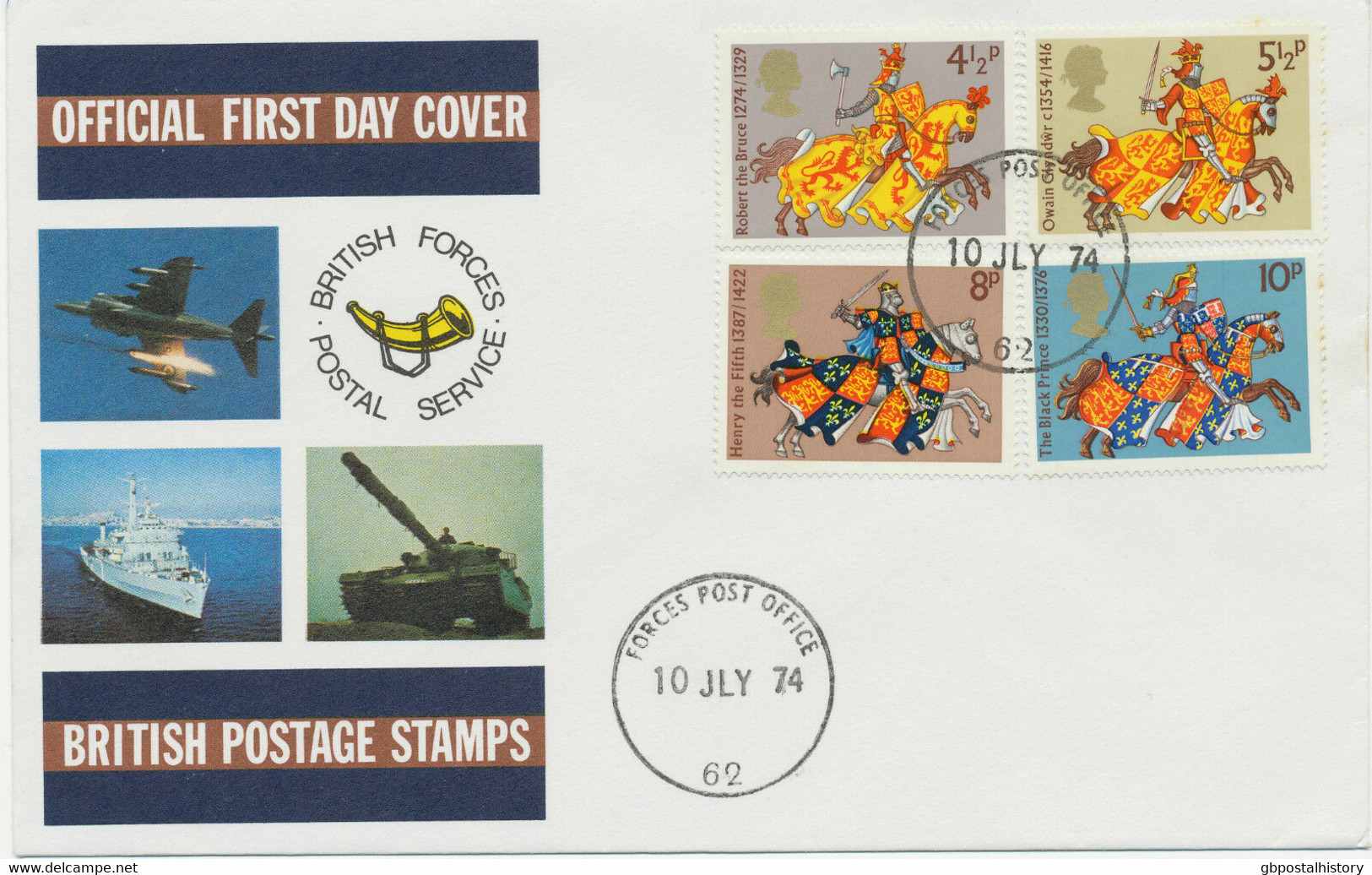 GB 1974 Great Britons - Medieval Knights British Forces Postal Services FDC - 1971-1980 Dezimalausgaben