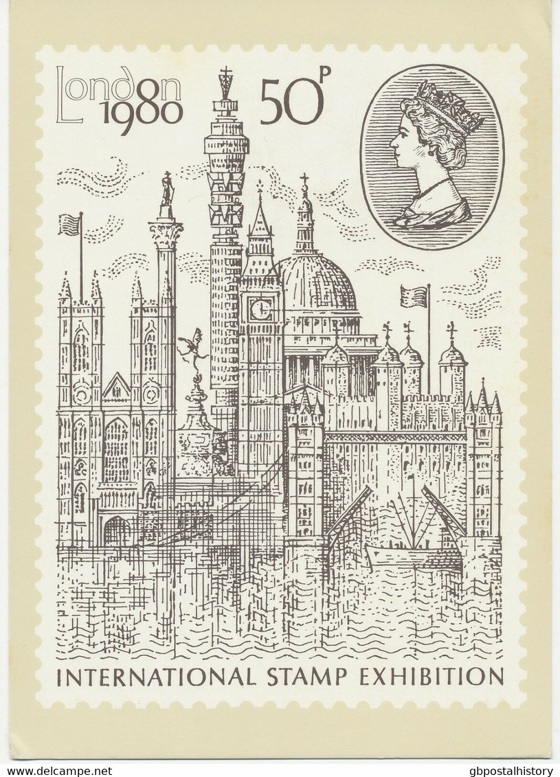 GB 1980 London 1980 International Stamp Exhibition On Very Fine Maximumcard With   FDI-CDS NEWCASTLE UPON TYNE (PHQ43) - 1971-1980 Dezimalausgaben