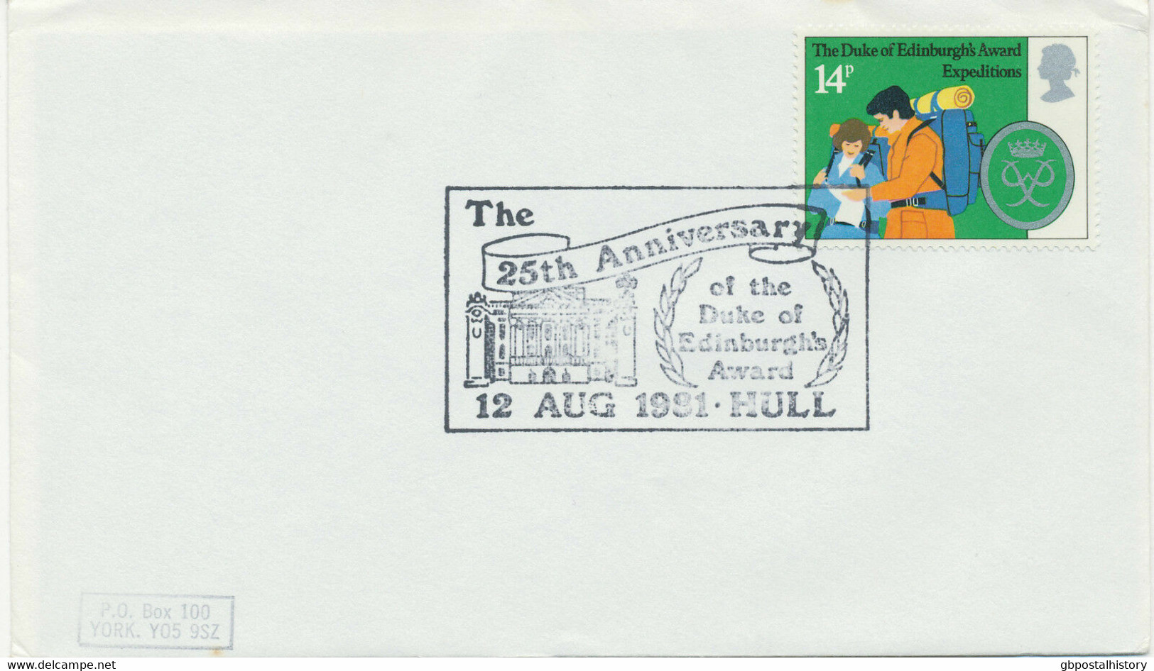 GB 1981 14 P FDC With "DUKE OF EDINBURGH'S AWARD HULL" Special Handstamp - 1981-1990 Decimal Issues