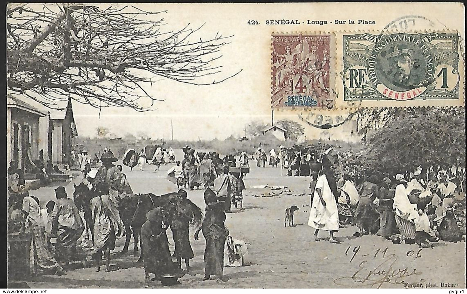 Sénégal  Timbres Sur Carte 1906   Louga  Sur La Place - Covers & Documents