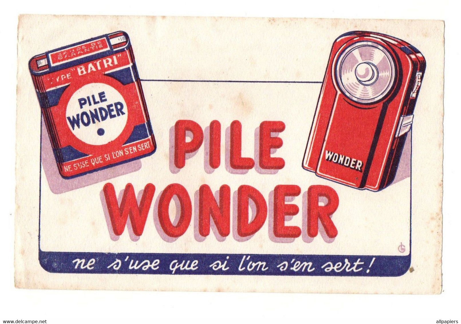 Buvard Pile Wonder Ne S'use Que Si L'on S'en Sert - Format : 21x13.5 Cm - Batterien