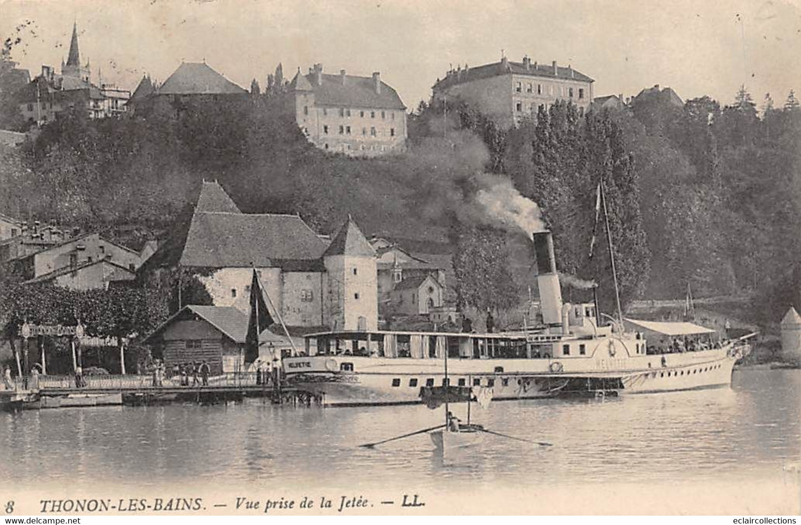 Thonon Les Bains        74       Vue Prise De La Jetée. Bateau D'excursion: Le Helvétie      N°  LL 8    (voir Scan) - Thonon-les-Bains