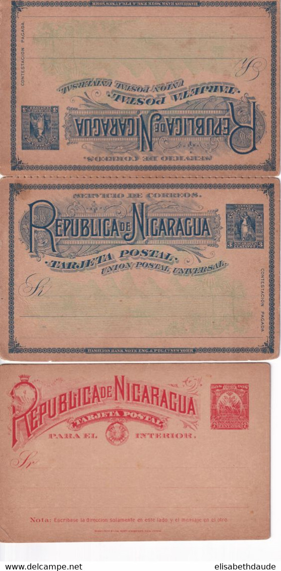 NICARAGUA - AVANT 1900 -  ENTIERS POSTAUX - 2 CARTES ILLUSTREES Dont UNE AVEC REPONSE PAYEE - Nicaragua