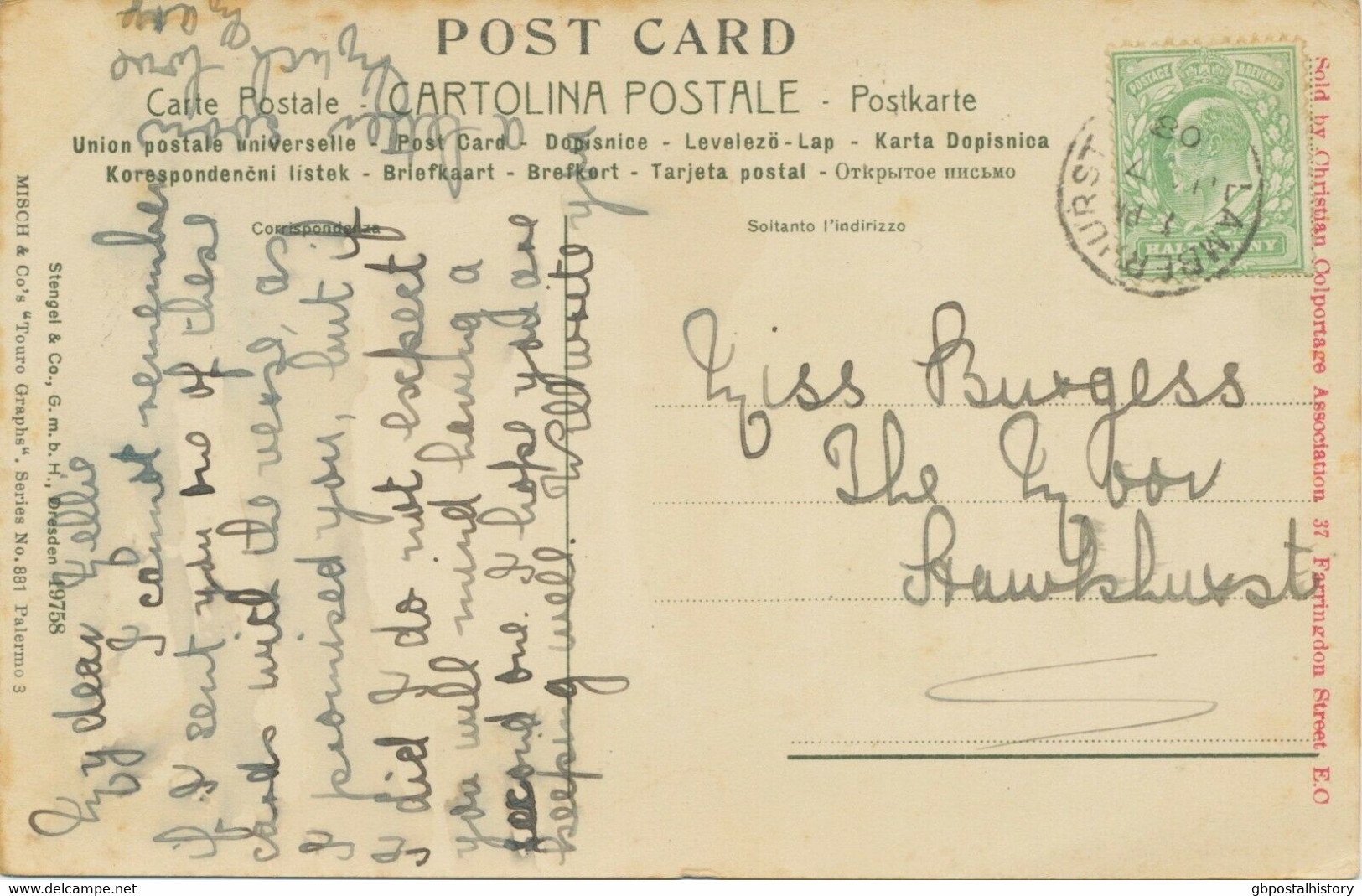 GB VILLAGE POSTMARKS "LAMBERHURST" (TUNBRIDGE WELLS, Kent) Thimble 20mm 1908 Pc - Storia Postale