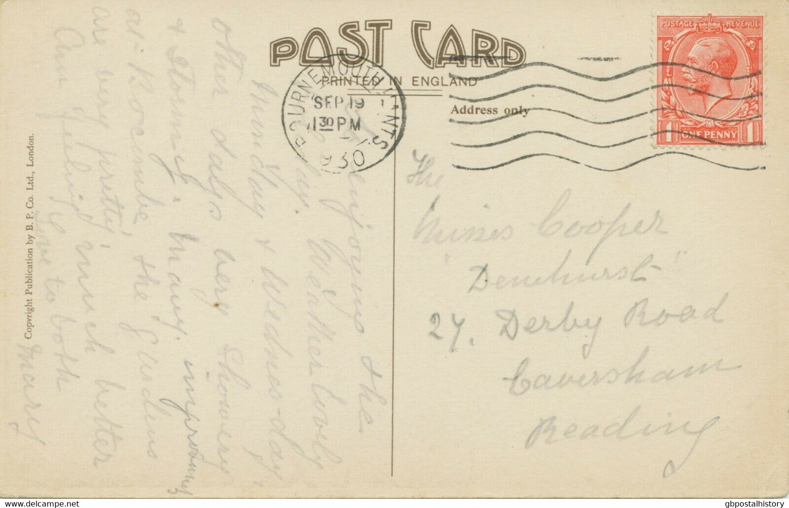 GB „BOURNEMOUTH HANTS.“ Very Rare Machine Postmark (double Ring) POSTMARK-ERROR - Storia Postale