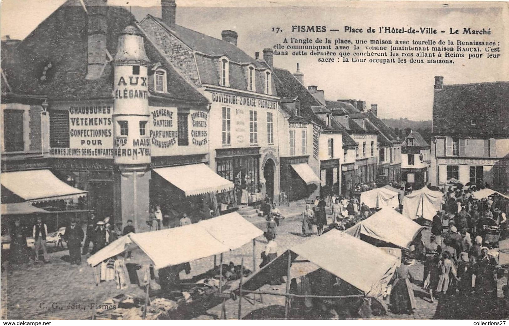 51-FISMES- PLACE DE L'HÔTEL DE VILLE- LE MARCHE - Fismes